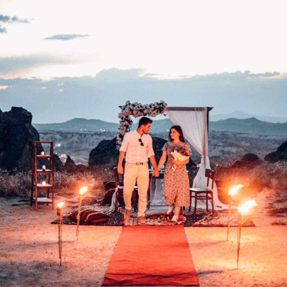 Kapadokya Gün Batımında Süper Evlilik Teklifi