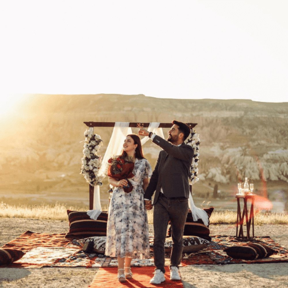 Kapadokya Gün Doğumunda Süper Evlilik Teklifi