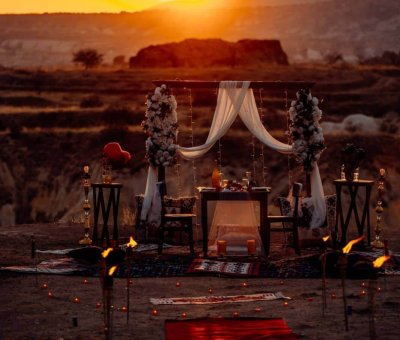 Kapadokya Gün Batımında Platinum Evlilik Teklifi