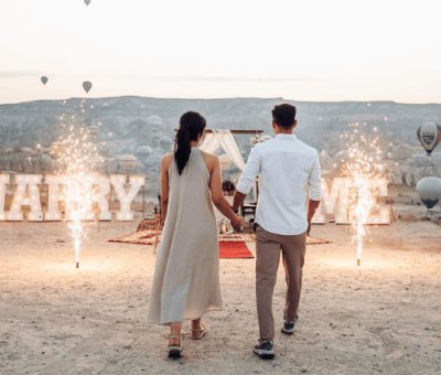 Kapadokya Gün Doğumunda Süper Evlilik Teklifi
